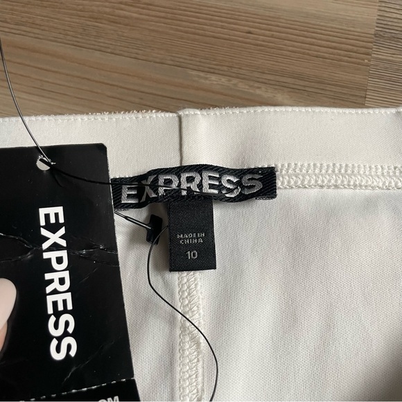 Express NEW sequined mini skirt Champagne Cream Side zip Lace Overlay Size 10 - Picture 4 of 11